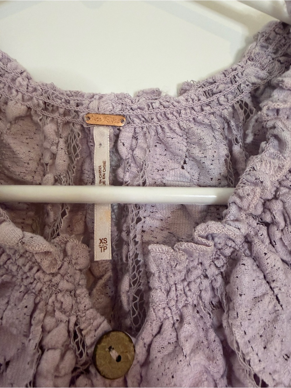Free People Lilac Ruffled Button-Front Blouse - Picture 2 of 3